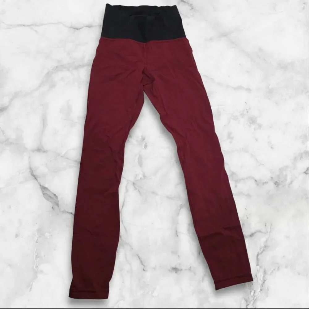 Lululemon Size 2 Train Times Black & Red Leggings